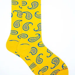 Soxytoes Men Yellow Patterned Calf Length Socks-25