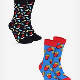 TOFFCRAFT Men Pack Of 2 Patterned Cotton Calf Length Socks-21