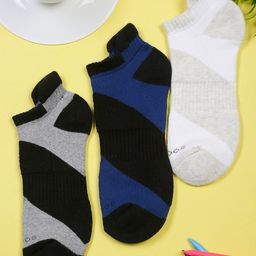 MUTAQINOTI Men Pack Of 3 Patterned Ankle-Length Antimicrobial Socks-17