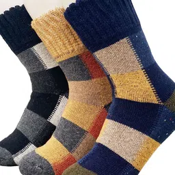Alexvyan Pack Of 3 Men Checked Patterned Calf-Length Woolen Socks-26