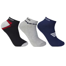 Bonjour Men Pack Of 3 Assorted Cotton Ankle Length Cushioned Socks-56
