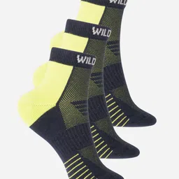 Wildcraft Adults Navy Blue & Yellow Pack of 3 Colourblocked Above Ankle Socks-image-70