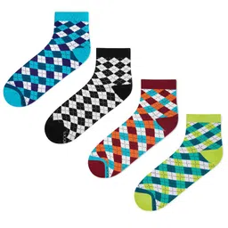 Dynamocks Unisex Pack Of 4 Checked Ankle-Length Socks image 3