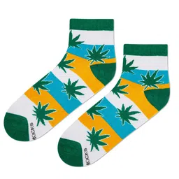 Dynamocks Unisex White & Green Patterned Ankle-Length Socks image 2