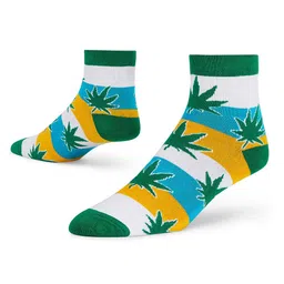 Dynamocks Unisex White & Green Patterned Ankle-Length Socks image 3