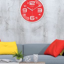 RANDOM Red & White Analogue Contemporary Wall Clock image 3