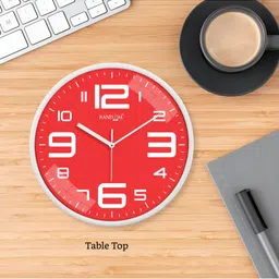 RANDOM Red & White Analogue Contemporary Wall Clock image 4