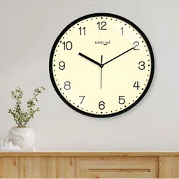 RANDOM Cream-Coloured & Black Contemporary Wall Clock image 5