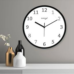RANDOM White & Black Round Contemporary Wall Clock image 5