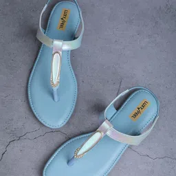 Luxyfeel Embellished T-Strap Flats-image-7