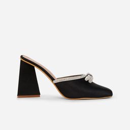 Retro Walk Embellished Bows Deail Pointed Toe Block Heels image 4