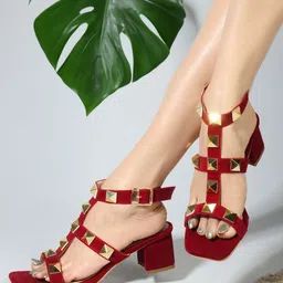 ICONICS Embellished Strappy Block Heels-3