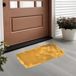 fabinaliv Mustard Solid Polyester 24x16 Inches AntiSkid Door Mat-picture-0