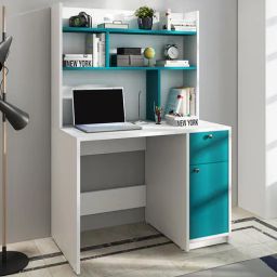 woodbuzz Malta Hutch Desk in Frosty White And Ocean Green Finish-picture-20