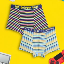 XY Life Boys Pack Of 2 Striped Arcade IntelliSoft Tencel Modal Trunks-image-18