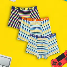 XY Life Boys Pack Of 3 Striped Arcade IntelliSoft Tencel Modal Trunks-image-32