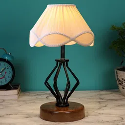 Devansh Home Decor Off White Cloth and Wood Table Lamps-45