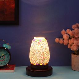 Devansh Multicolor Mosaic Glass Table Lamp With Wood Base-image-60
