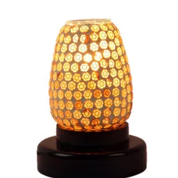 Devansh Multicolor Mosaic Glass Table Lamp with Wood Base image 5