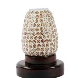 Devansh Multicolor Mosaic Glass Table Lamp with Wood Base image 3
