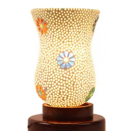 Devansh Multicolor Mosaic Glass Table Lamp With Wood Base image 5