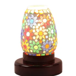 Devansh Multicolored Mosaic Glass Table Lamp With Wooden Base image 2