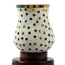 Devansh Multicolored Mosaic Glass Table Lamp With Wooden Base image 5