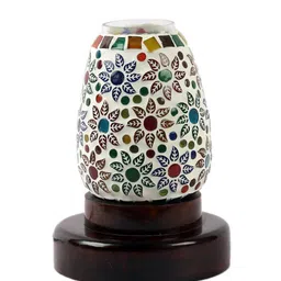 Devansh Multicolored Mosaic Glass Table Lamp With Wooden Base image 3