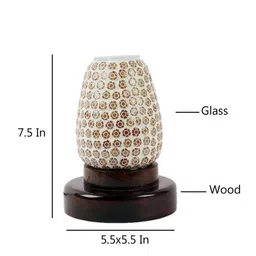 Devansh Multicolor Mosaic Glass Table Lamp with Wood Base image 2