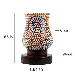Devansh Multicoloured Mosaic Glass Table Lamp With Wood Base image 5
