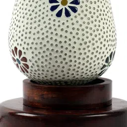 Devansh Multicolor Mosaic Glass Table Lamp With Wood Base image 2