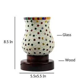 Devansh Multicolored Mosaic Glass Table Lamp With Wooden Base image 2