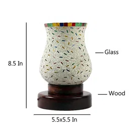 Devansh Multicolored Mosaic Glass Table Lamp With Wooden Base image 2