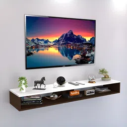 Furnifry Brown & White Wooden Basic Wall Shelf-image-74