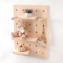 The Better Home Brown Pinewood Wall Shelf With Keyholders image 4