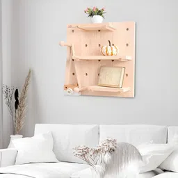 The Better Home Brown Pinewood Wall Shelf With Keyholders image 4