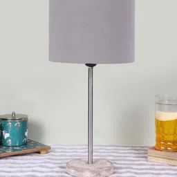 Devansh Grey Wooden & Cotton Cylinder Contemporary Table Lamp-image-59