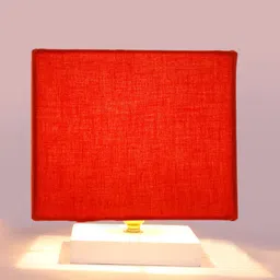 Devansh Orange Cotton Square Table Lamp With Wood Base image 3