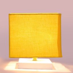 Devansh Yellow Cotton Square Table Lamp With Wood Base image 5