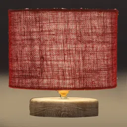 Devansh Maroon & White Textured Jute Table Lamp With Wood Base image 4