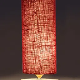 Devansh Maroon & White Textured Jute Table Lamp With Wood Base image 2