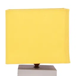 Devansh Yellow Cotton Square Table Lamp With Wood Base image 3