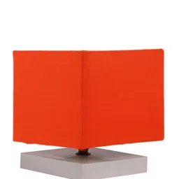Devansh Orange Cotton Square Table Lamp With Wood Base image 4