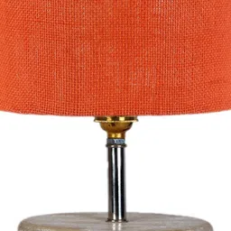 Devansh Orange & White Textured Jute Table Lamp With Wood Base image 4