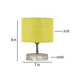 Devansh Yellow &  White Textured Jute Table Lamp With Wood Base image 5