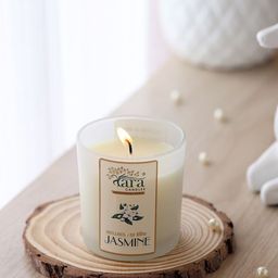 Tara Enlightening World Jasmine Single Wick Frosted Glass Jar Candle With Wooden Lid-image-61