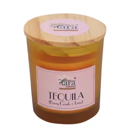 Tara Enlightening World Tequila Frosted Glass Scented Jar Candle with Wooden lid-37