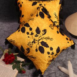 Yellow & White Floral Velvet 16 x 16 Inches Cushion Covers (Set of 2) by Hosta Homes-picture-31