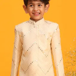 VASTRAMAY Boys Mirror Work Embroidered Bandhgala Ethnic Blazer-picture-54