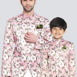 VASTRAMAY Boys Floral Printed Slim-Fit Bandhgala Jodhpuri Blazer-52